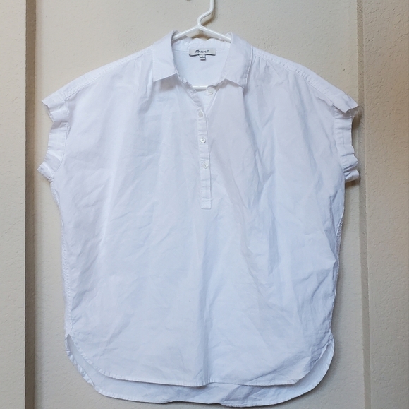 Madewell Half Button White Cotton Shirt.  Size Small - Picture 1 of 7